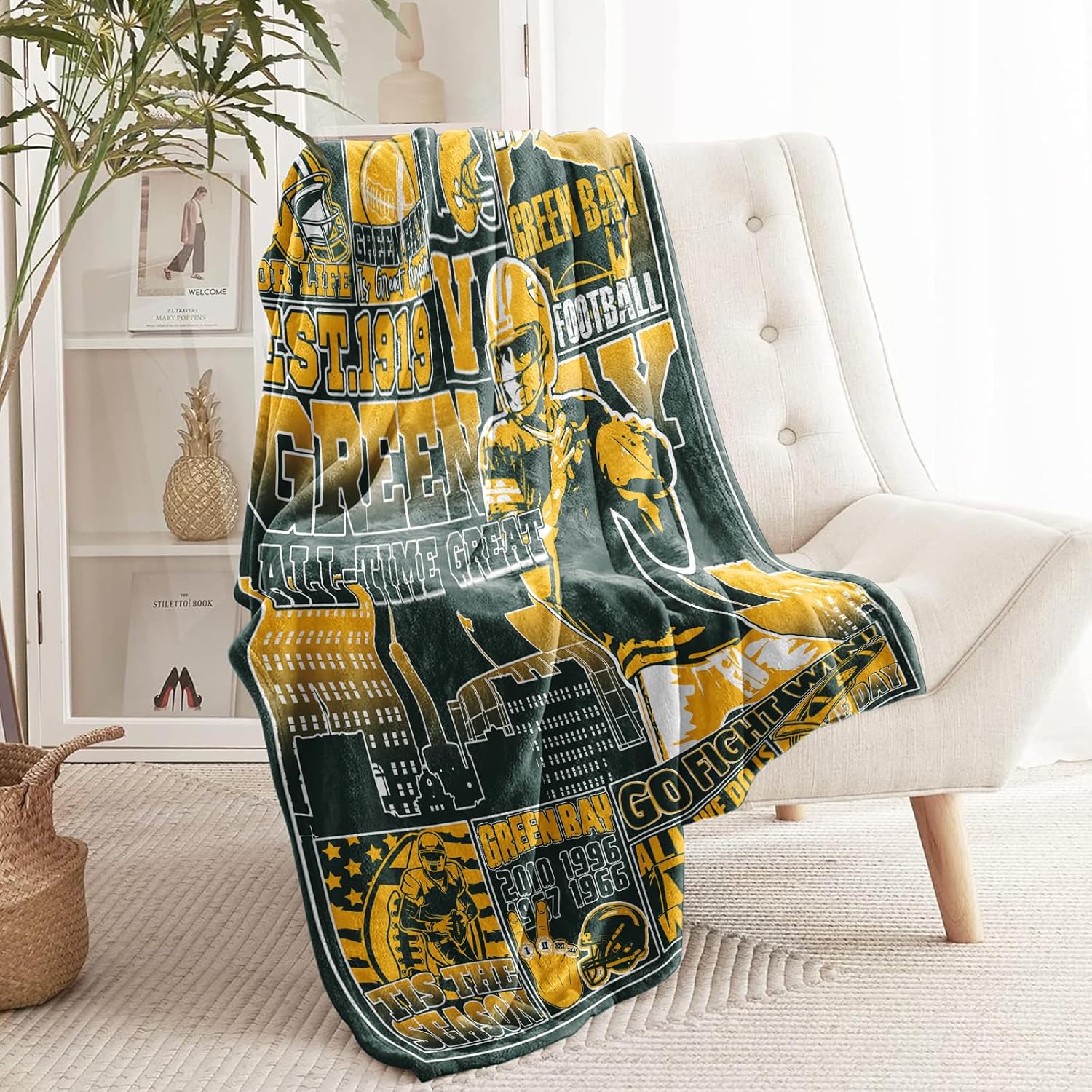 Football Gifts for Team Fans, Sports Football Blanket for Men Women, Team Colors Throw for Sofa Couch Bed Living Room 50"x40"