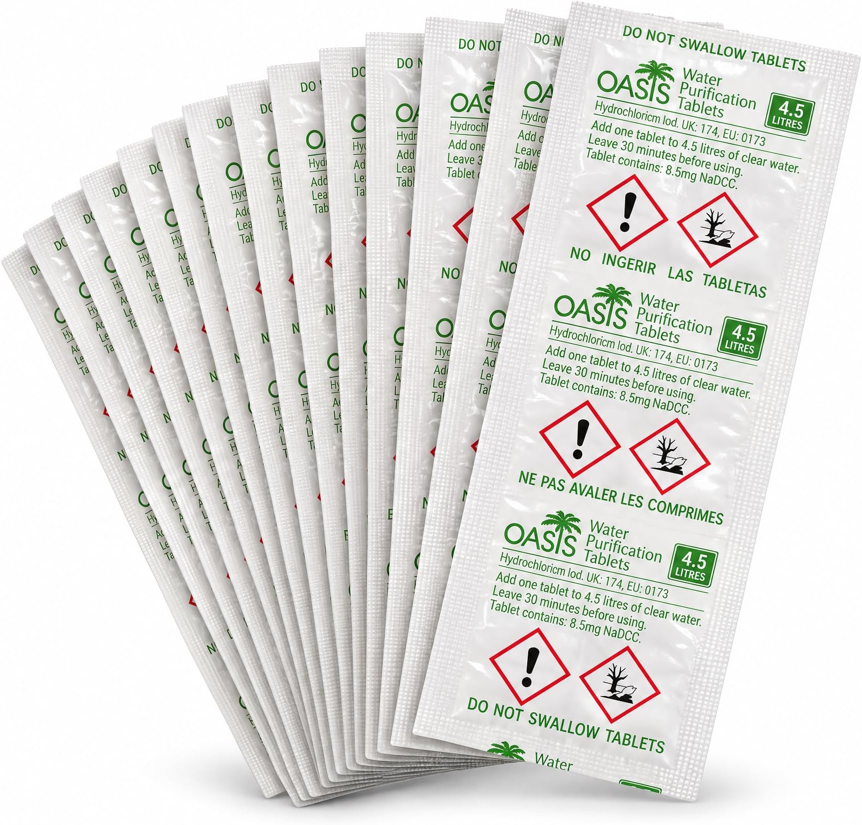 Oasis 33mg Water Purification Tablets 1 Tablet Purifies 4-5 Litre (Pack of 100 Tablets)