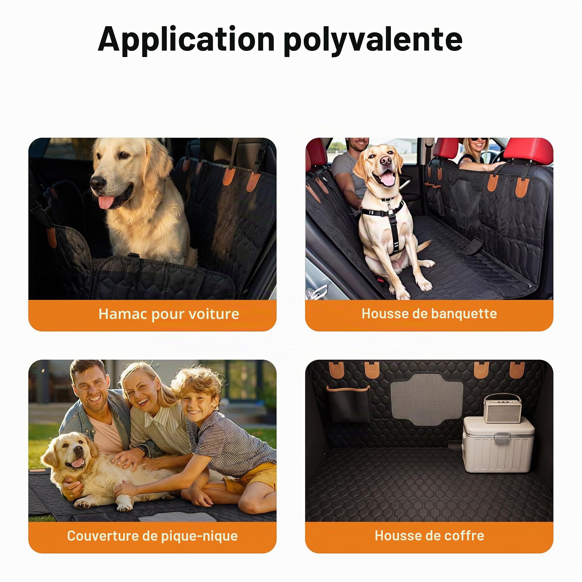 Fudajo Couverture siège arrière pour Chiens - 1320 x 570 x 350 mm/Oxford 600D - Housse séparable Banquette arrière Voitures - Transport canin félin