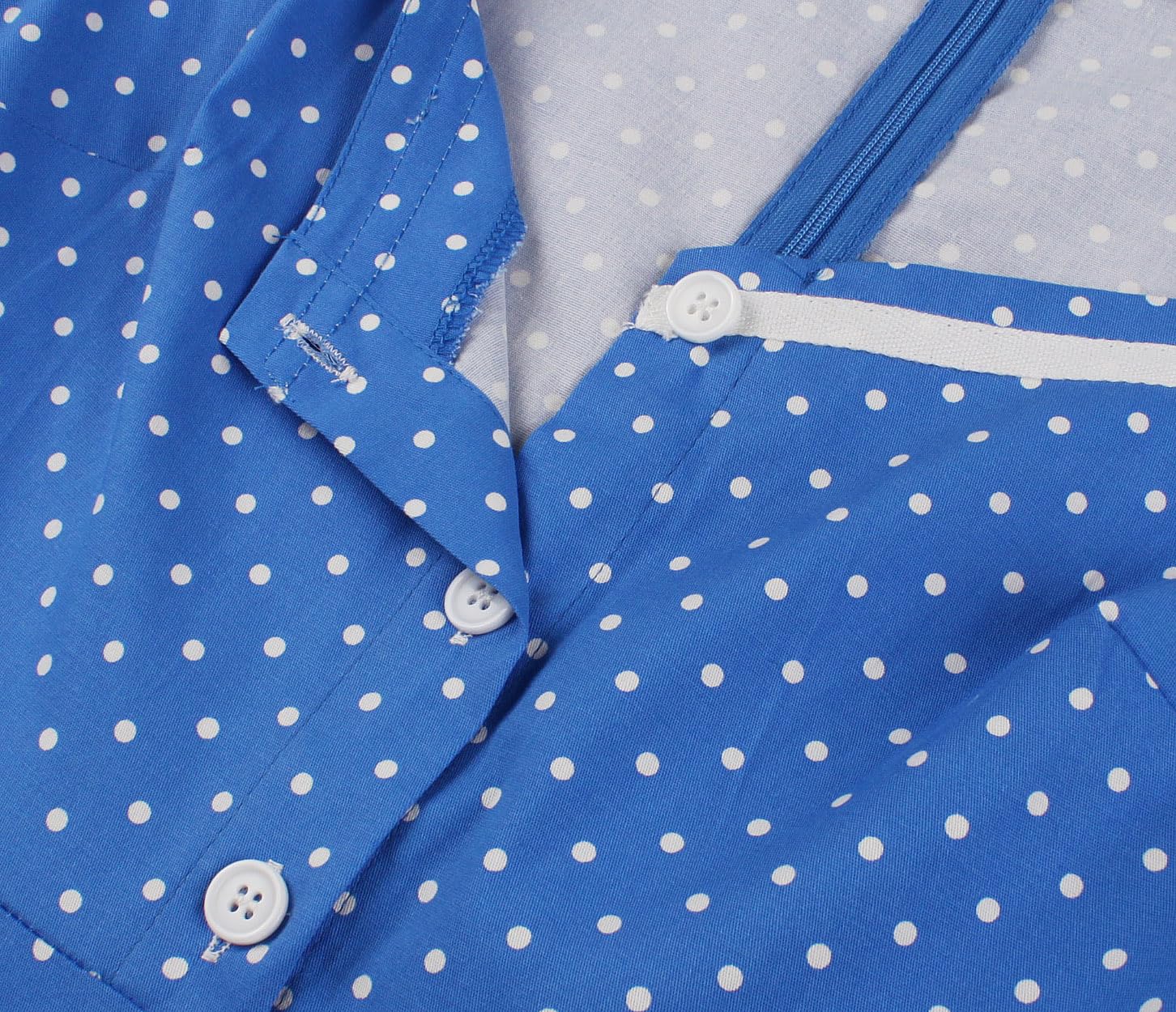 Wellwits Robe Femmes Blanc Bordé Pois Cocktail Vintage des Années 1950