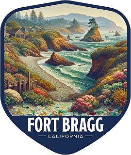 Fort Bragg California Vintage Shield Badge Souvenir - 4-Inch Vinyl Magnet