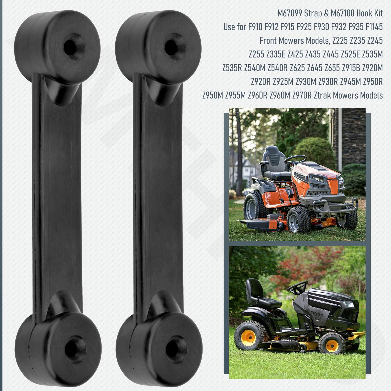 Kit de correa M67099 y gancho M67100 compatible con tractores John-Deere Lawn & Garden Tractores Bagger Chute Kit de correa de fijación para John-Deere F Z LA X LT Series, reemplaza M88150 M67099B