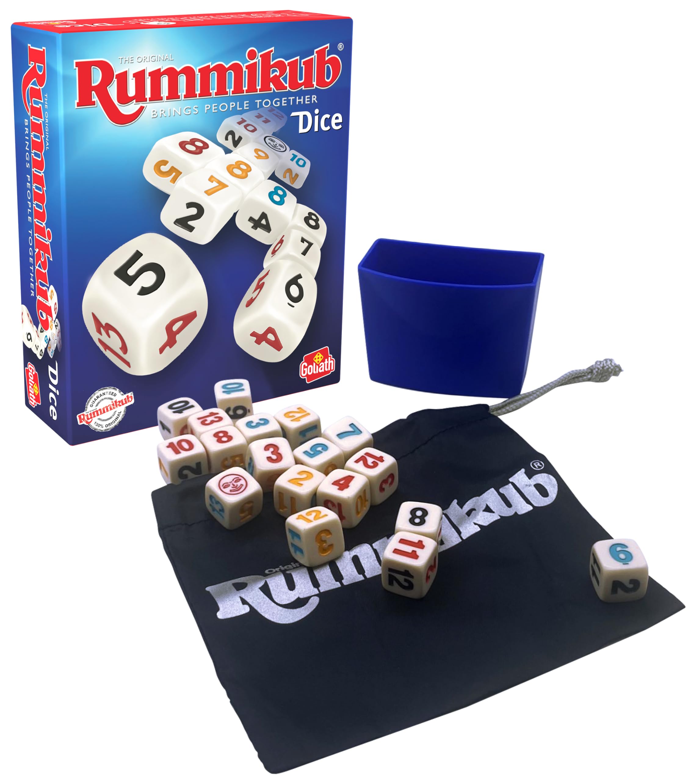 Rummikub Dice, gra towarzyska dla dzieci od 7 lat, gra w kości dla 2 graczy, gra rodzinna na wieczory gier