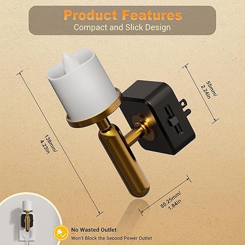 Miniatura 4 de JandCase Luz Nocturna de Vela, Luces Nocturnas que se Enchufan a la Pared, Blanco Suave 3000K, Brillo Ajustable 0-100LM, Sensor de Anochecer a