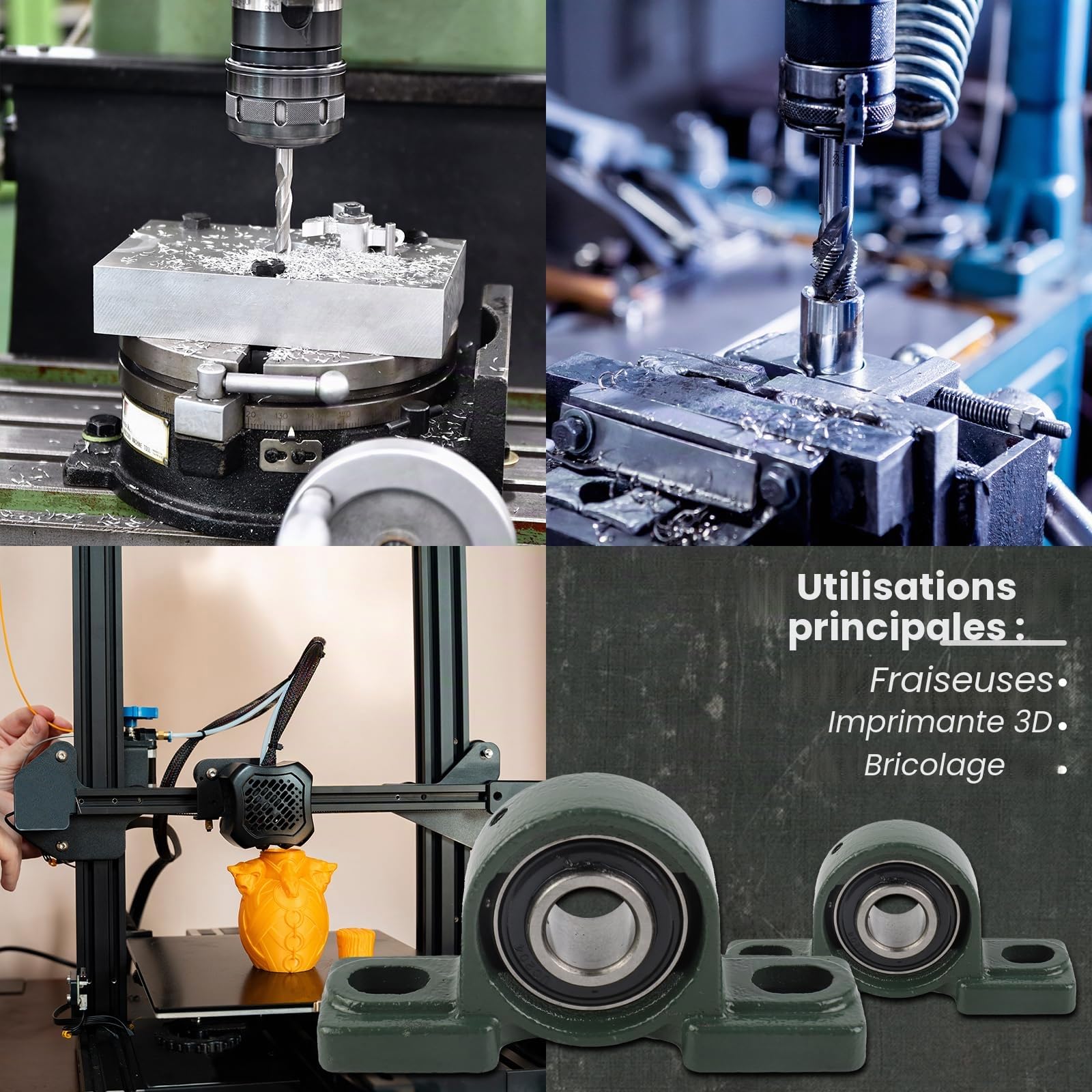 Palier Roulement 20mm, UCP204 Roulements à billes pour coussins, Roulements à billes, Diamètre intérieur 20 mm Diamètre extérieur 47 mm, Pour charges lourdes, Base solide et auto-alignement