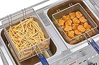 Vista 6 de Freidora de propano para exteriores, freidora doble de acero inoxidable de 18 cuartos de galón de calidad comercial con canastas, tapas y manguera