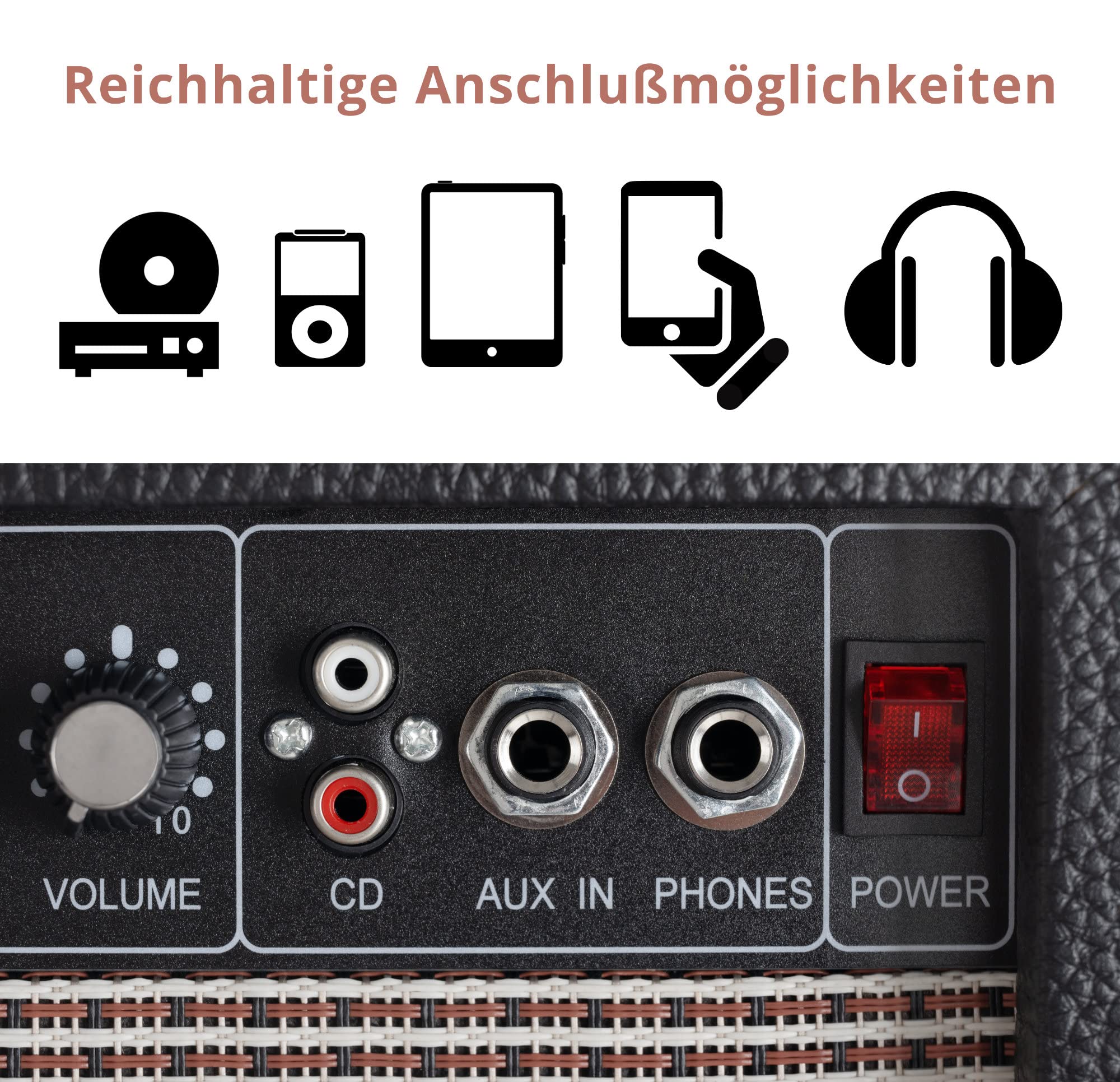 Rocktile E-Gitarren Add On Komplettset Full, Amplificatore, Controllo gain | Combo per chitarra da 15 watt, 2 canali (Clean/Overdrive), Uscita cuffie jack 6, 35 mm, Ingresso AUX jack 6, Peso: 4, 3 kg