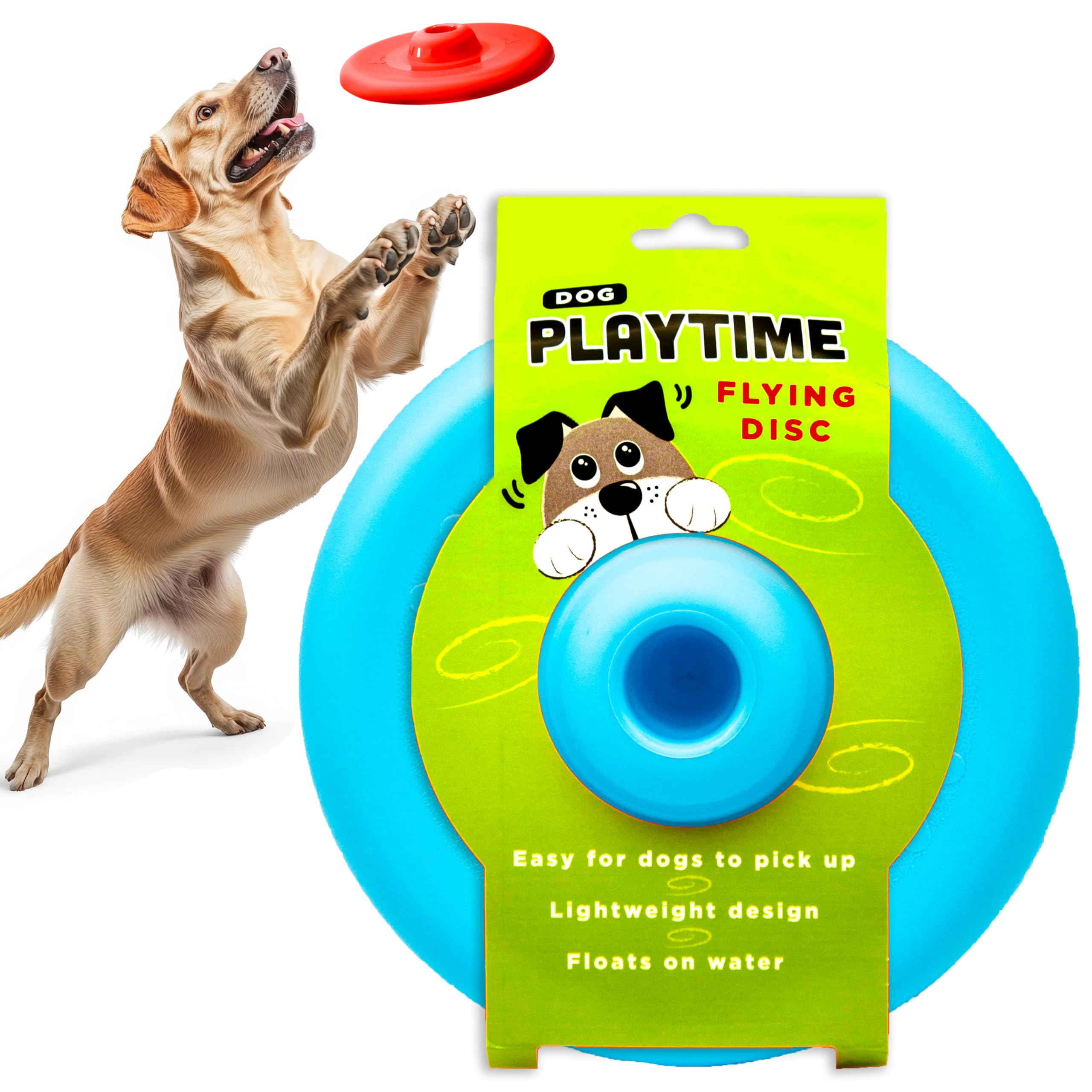 Petopedia 9" Dog Flying Discs with Standing Grip Cone for Easy Pick-up - Lightweight, Saucer Ring - Interactive Pet Training Toys, Outdoor Fetch Play for Dogs, Exercise (Blue)
