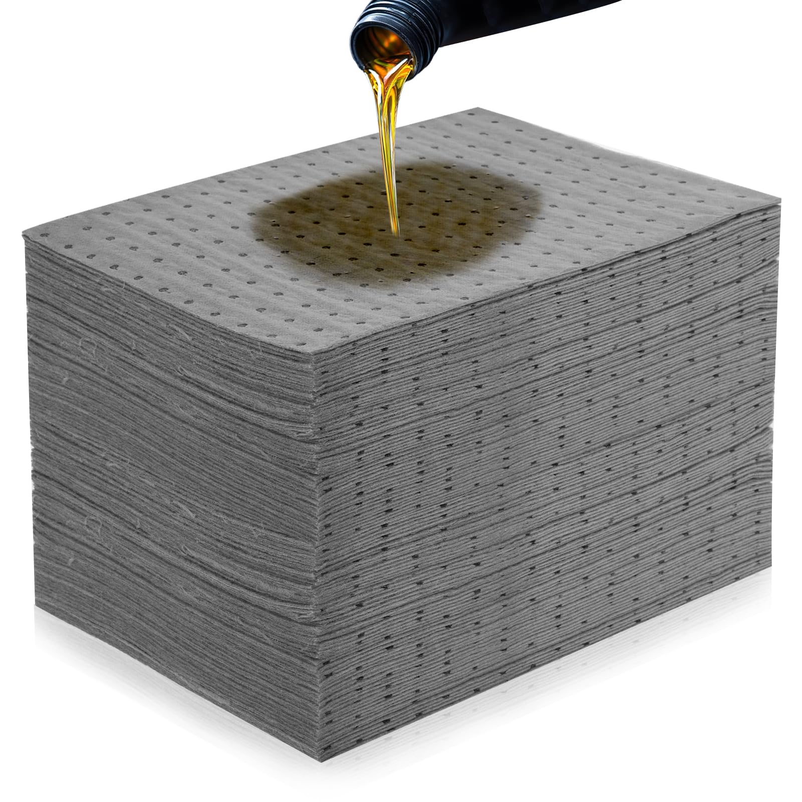 100 Stück Universelle Ölauffangmatte 25 x 33cm Ölauffangmatte werkstatt matte Ölsaugtücher Ölbindematte für Werkstatt, Garage,Schwere Ölabsorptionsblätter Saugmatte für Zuhause, Keller,Garage, Küche