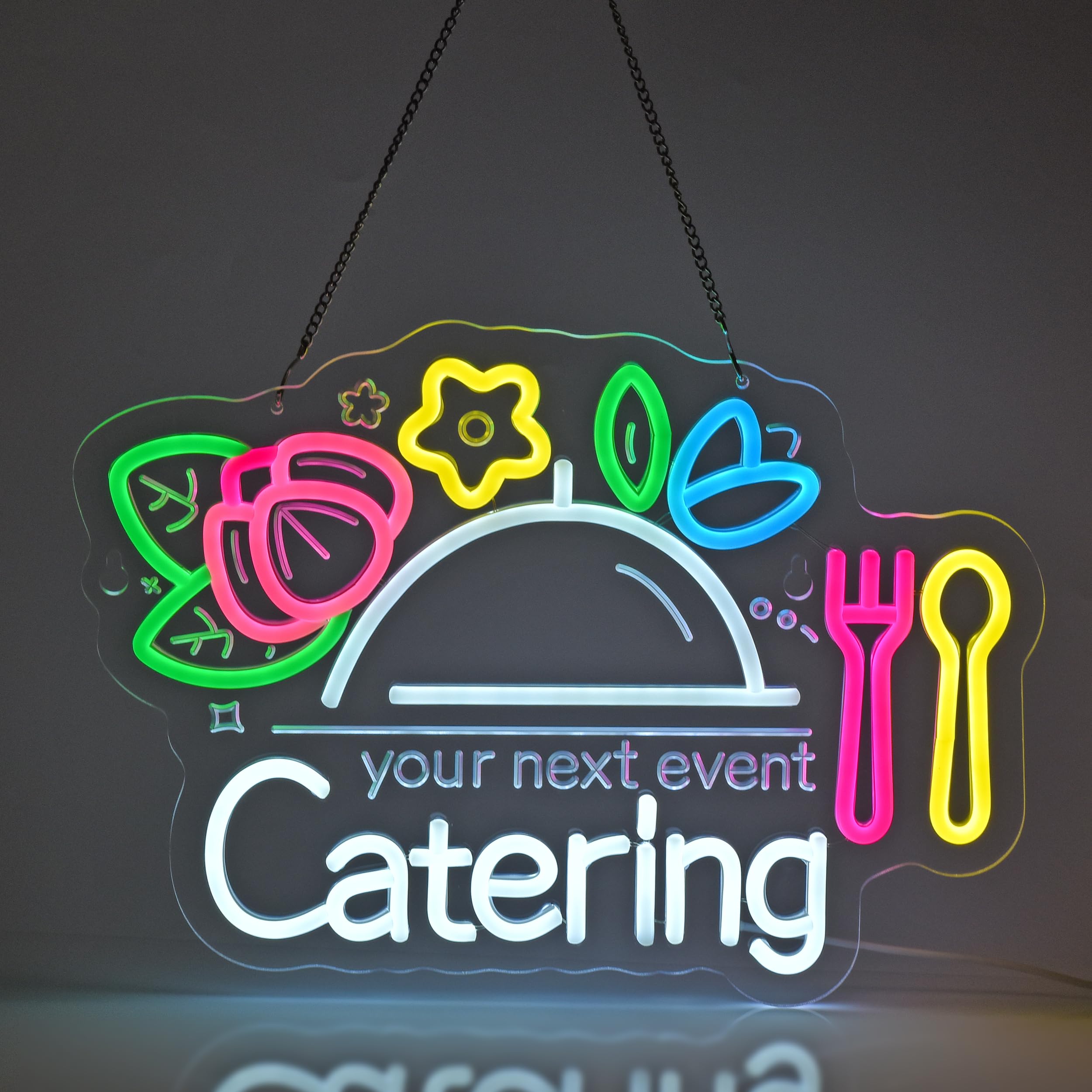 Catering-Neonschild, Neonlichter, hängende Wandkunst, Dekoration für Catering, Geschäft, Restaurant, Café, Brunch Esszimmer, Küche, Heimdekoration, USB-betrieben, ultrahell und dimmbar, 41