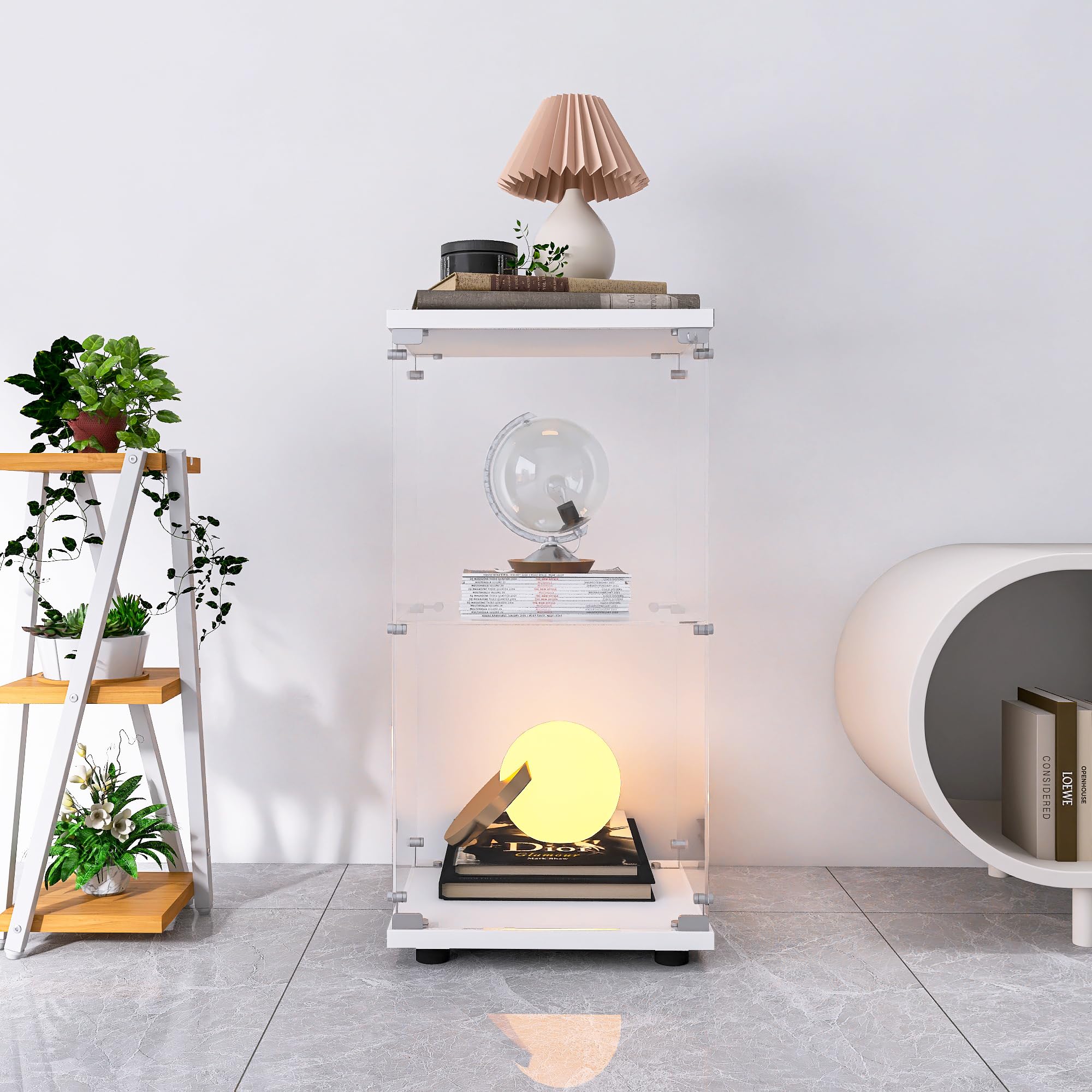 Amazon.co.jp: Dolonm ガラスディスプレイキャビネット 棚2枚 ドア1つ