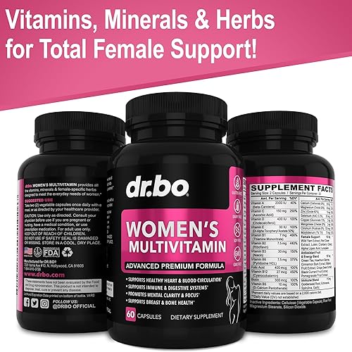 Miniatura 8 de Multivitamínico para mujer, vitaminas naturales diarias para mujeres, suplementos vitamínicos energéticos para mujeres, magnesio y zinc, cápsulas de