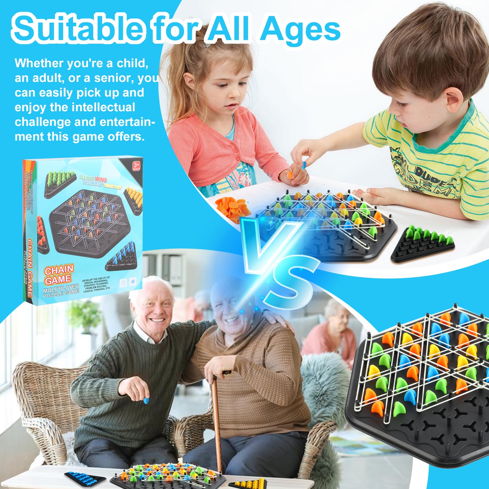 Jeu Élastique Triangle Knot Logic Pour 2-4 Joueurs - Jeu De Stratégie Familial