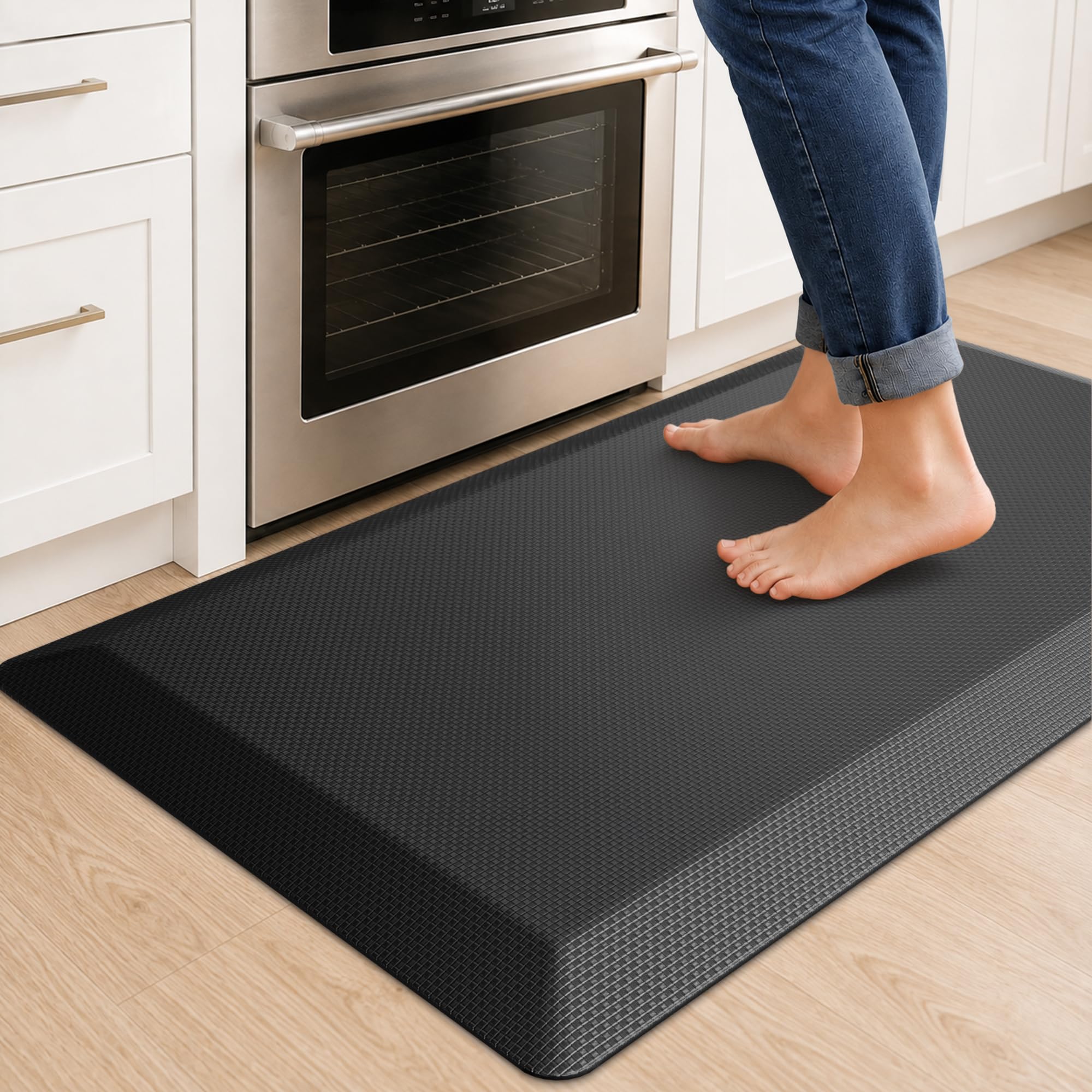 Anti Fatigue Kitchen Mats for Floor, 3/4 Inch Thick, Black