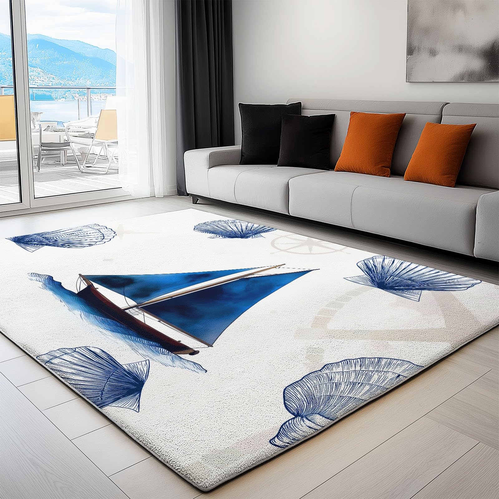 Tapis poils courts antidérapant bleu marine 140 x 200 cm pour grand couloir