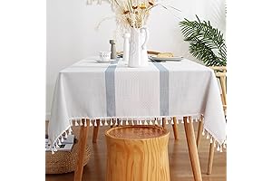 AQOTHES Rustic Light Blue Tablecloth Linen Tablecloth Burlap Table Cloths for Kitchen...