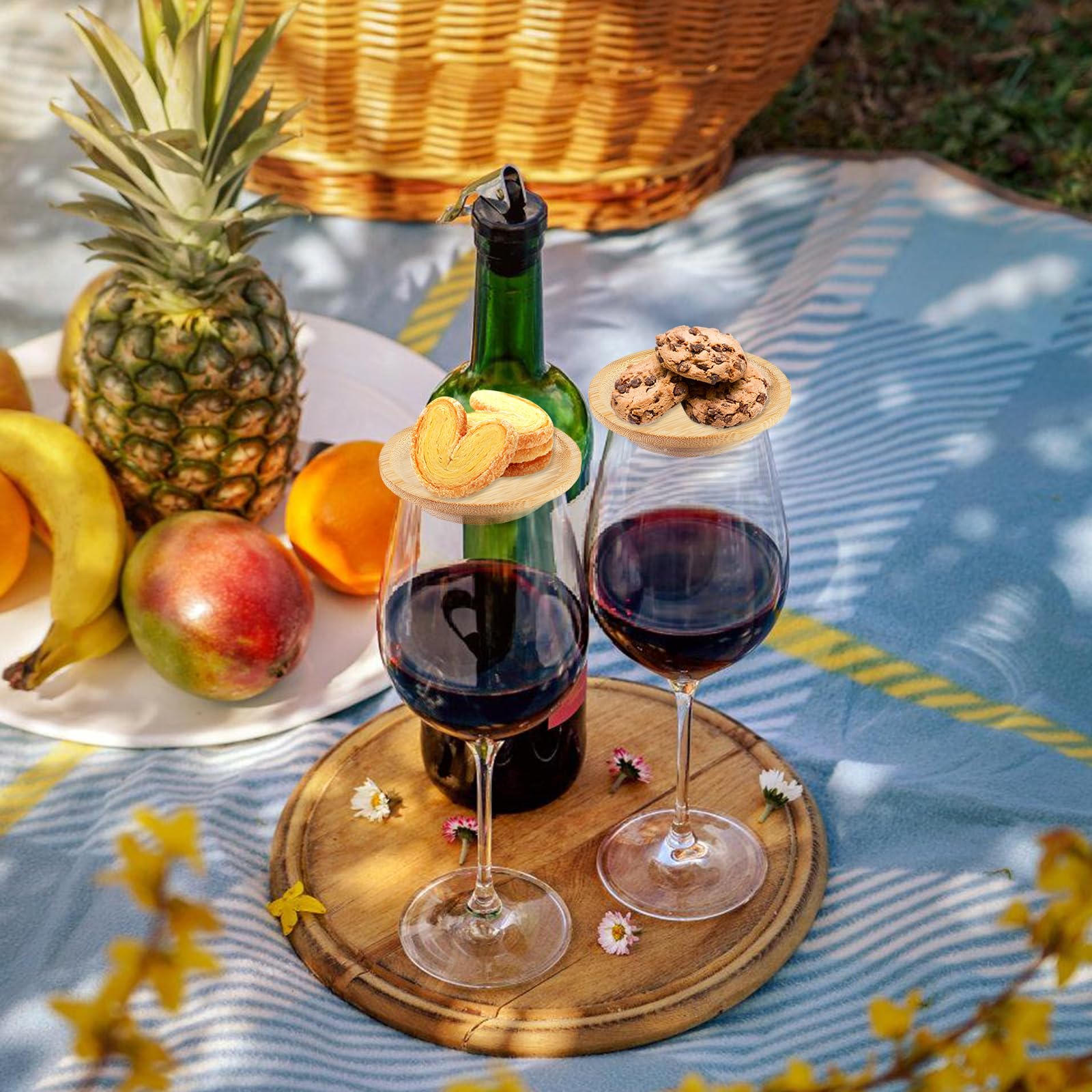 Topper per bicchieri da vino in legno, 10 bicchieri da vino Charcuterie Topper, Wine Glass Charcuterie Toppe, coperture per bicchieri da vino per decorazioni dessert, antipasto, in legno, diametro 10