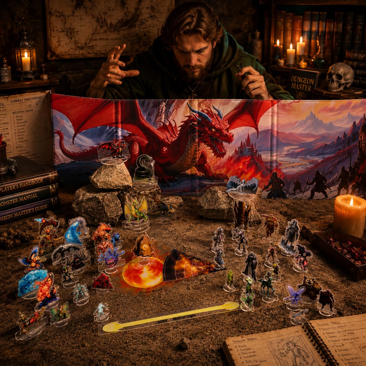 DND Miniatury Dungeons and Dragons Zestaw startowy 170 Fantasy Art Minis dla D&D 5E, Pathfinder płaskie plastikowe figurki do TTRPG Tabletop RPG akcesoria prezent dla DM