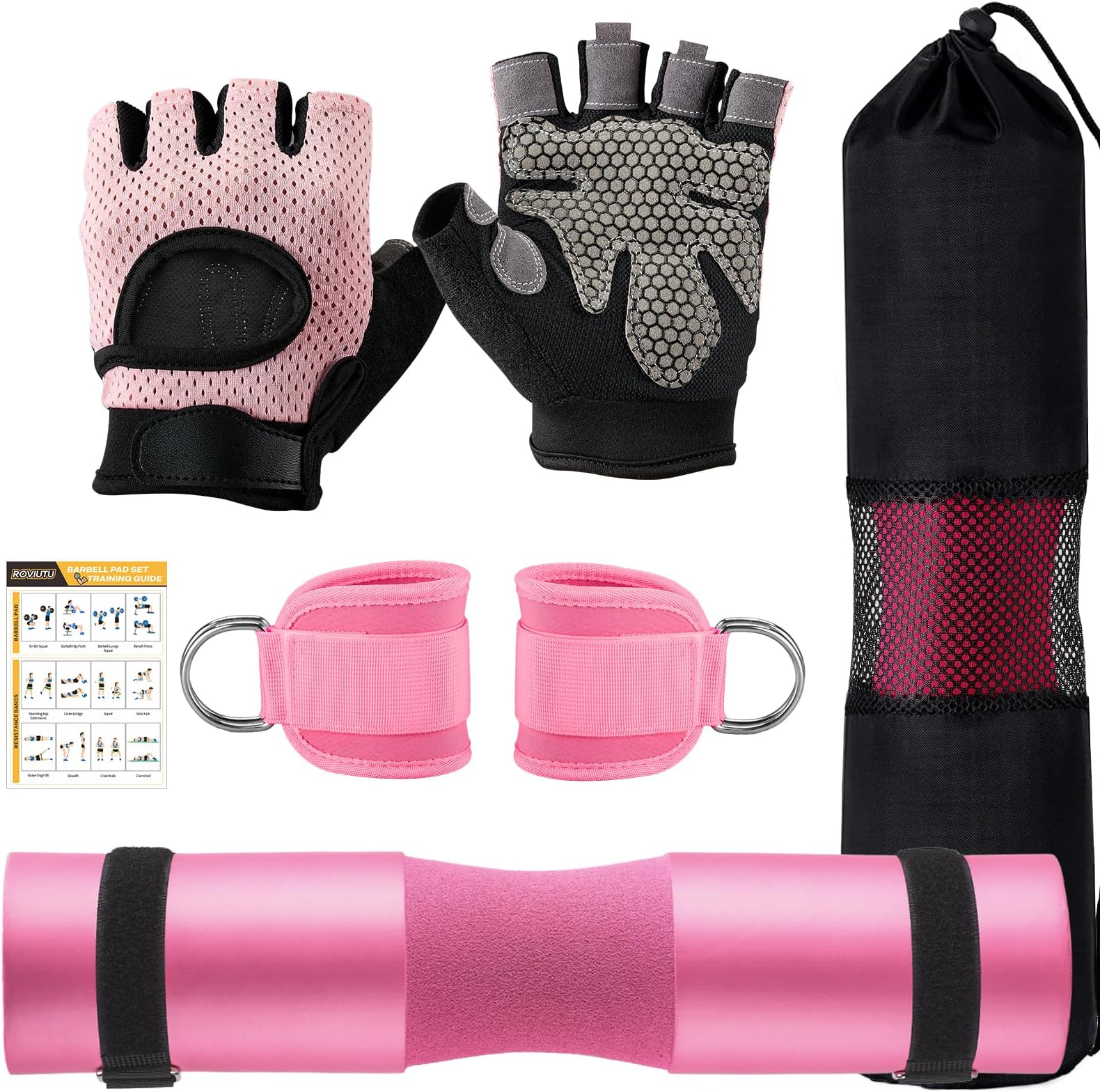 Roviutu 6Pcs Pink Squat Pad Set