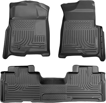Husky Liners Weatherbeater Floor Mats | Fits 2009-2014 Ford F-150 SUPERCAB ONLY w/Out Manual Shifter Footwell Coverage | Front & 2nd Row, 3-pc Black - 98341