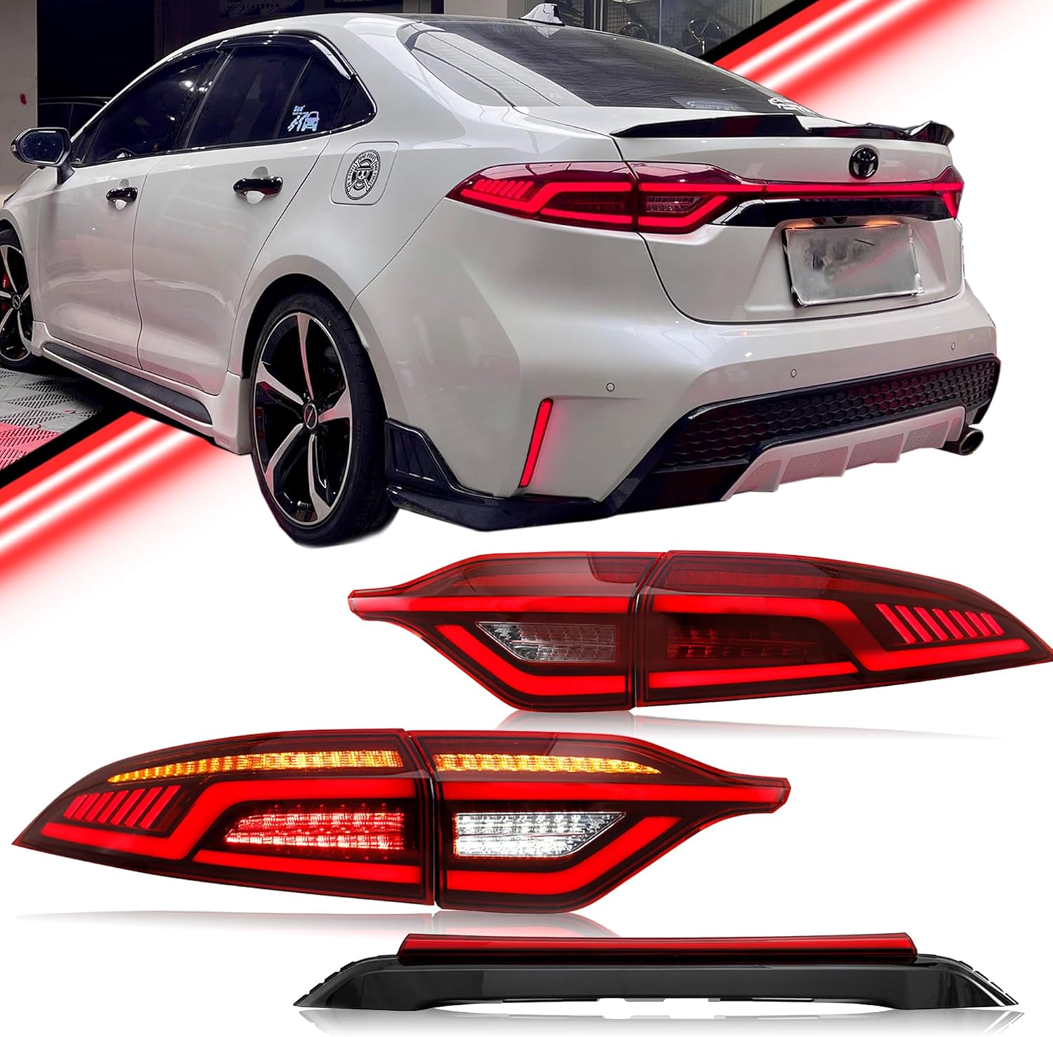T T-ABC Ultra Mods Tail Lights for Toyota Corolla 2020-2024 Modified Taillights Assembly(SMOKE)