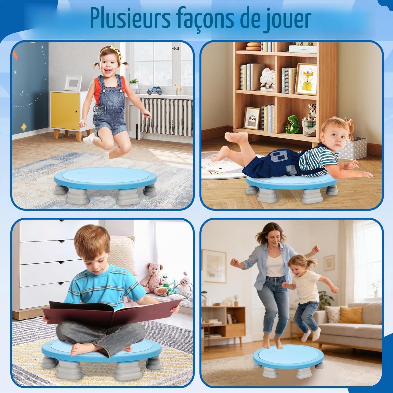 Trampoline sensoriel pour enfants, mini trampoline sans main courante, faible élasticité pour enfants autistes, appareil d'entraînement sensoriel pour garçons et filles, facile à monter