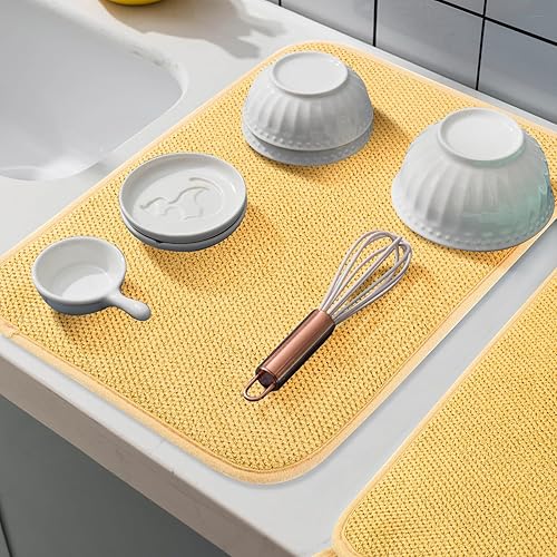 Miniatura 5 de Tapete de secado de platos de microfibra, almohadilla de secado de platos de cocina súper absorbente, reversible para encimera, 12 x 16 pulgadas,