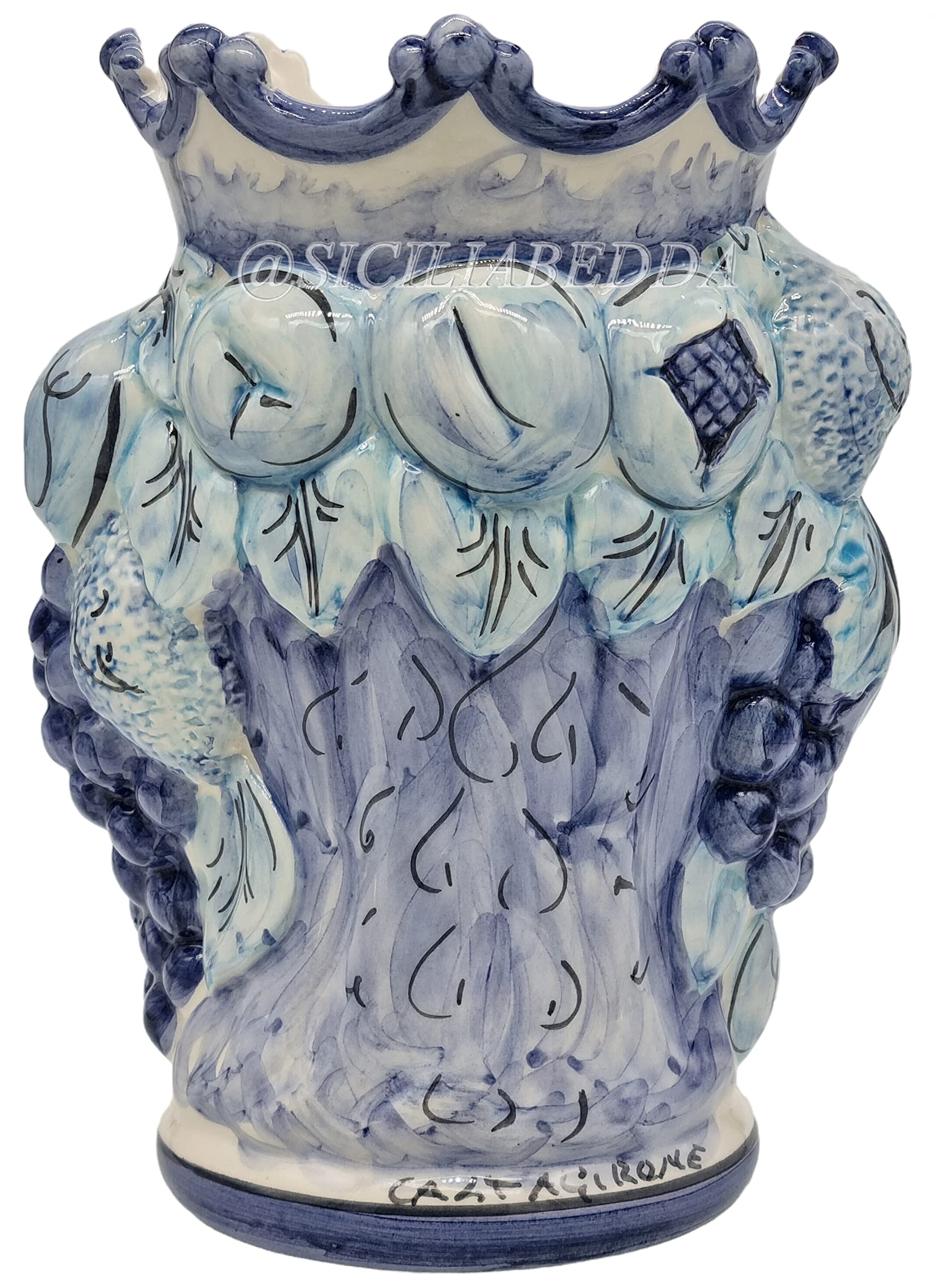 sicilia bedda - Teste di Moro Siciliane Realizzate Interamente a Mano - Ceramica di Caltagirone - H 22 Centimetri (Testa di Moro Donna)