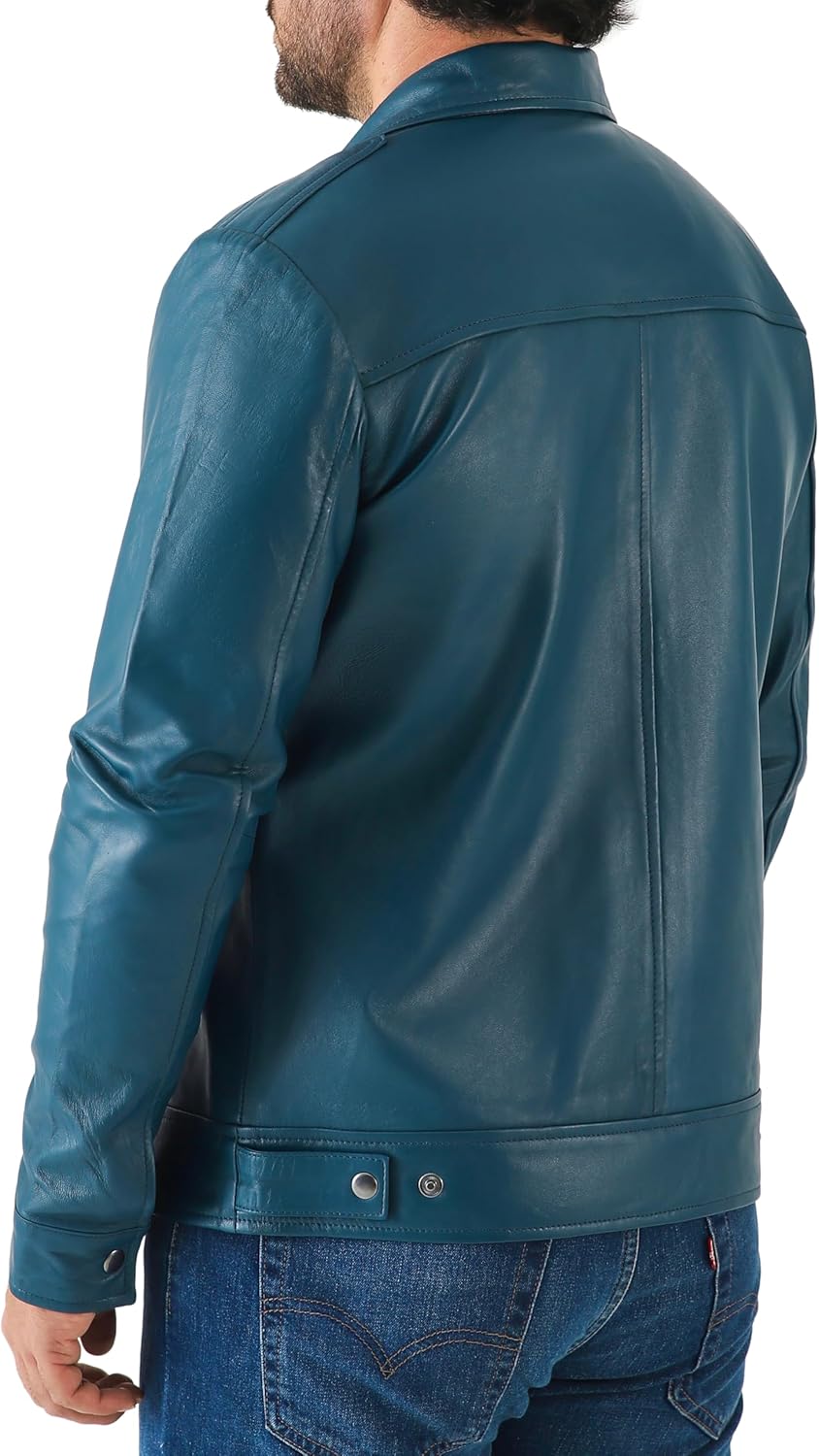 Jild Classic Shirt Collar Leather Jacket Men - John Wick Style Real Lambskin Mens Leather Jacket - Image 4