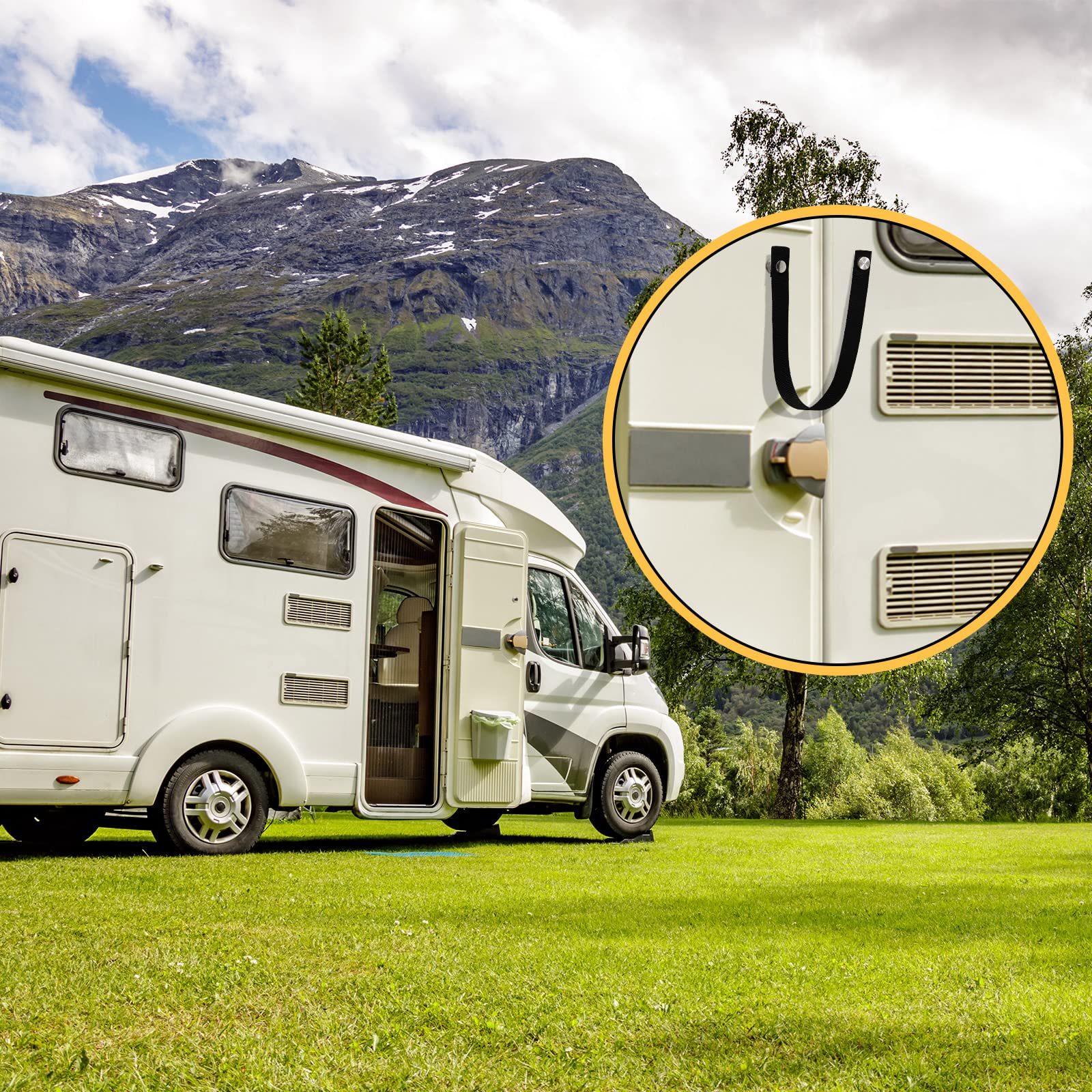 Tallew 2 zestawy pasków do drzwi kampera z zatrzaskiem 45 cm RV Camper paski do drzwi przesuwnych paski do drzwi kieszonkowych pasek na guziki