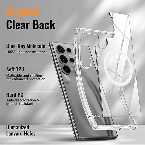 Vista 75 de Oterkin Funda transparente para Samsung Galaxy S24 Ultra, [20 veces antiamarilleamiento] S24 Ultra con 4 bolsas de aire integradas, protección