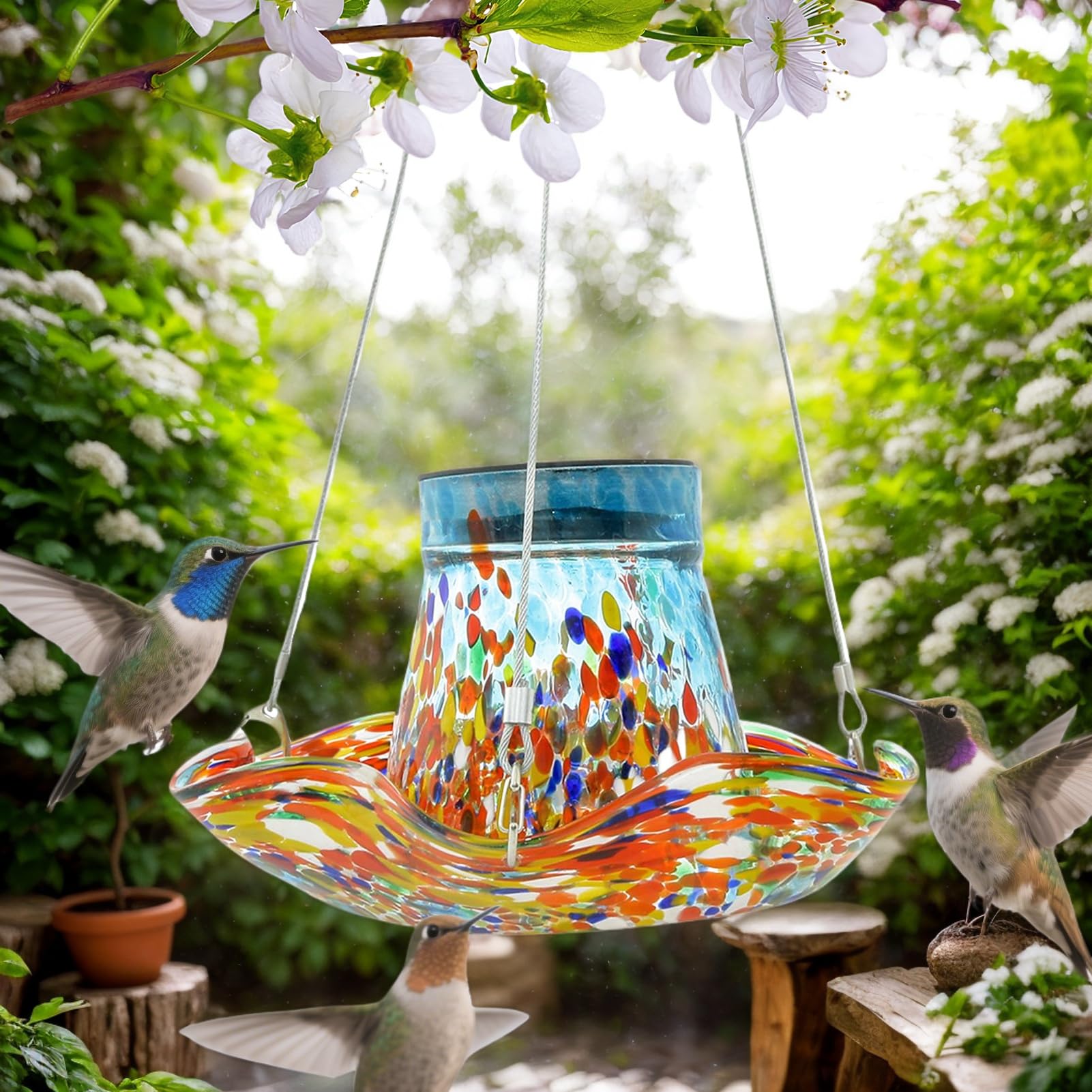 Bebederos para Colibríes Exteriores Comederos para Aves Silvestres con | Bebedero Antifugas Con Vidrio Decoración Jardín Y Patio Exterior