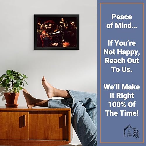 Miniatura 5 de Caravaggio Lost Cabin The Taking of Christ Impresión en marco plano negro Reproducción de pinturas de obras de arte finas Póster decorativo