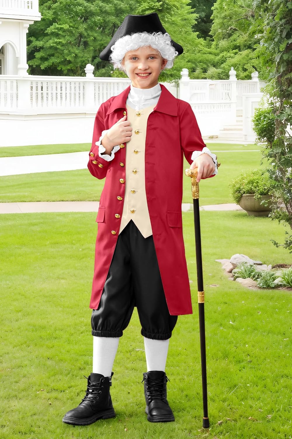 BesserBay 8 Pieces Boys Colonial Outfits 18th Century American Set 6-14 Years