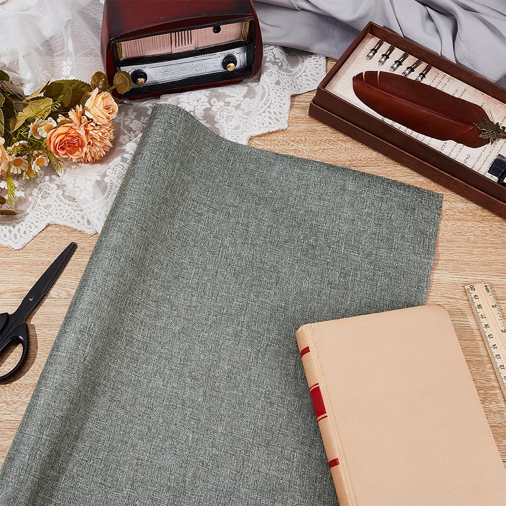 OLYCRAFT 100x43 cm Buchbindetuch Dunkelkhaki Buchumschlag Polyestergewebeoberfläche Mit Buchtuch Auf Papierrückseite DIY-Buchtuch-Schutzhülle Zum Buchbinden Scrapbooking Album DIY-Basteln