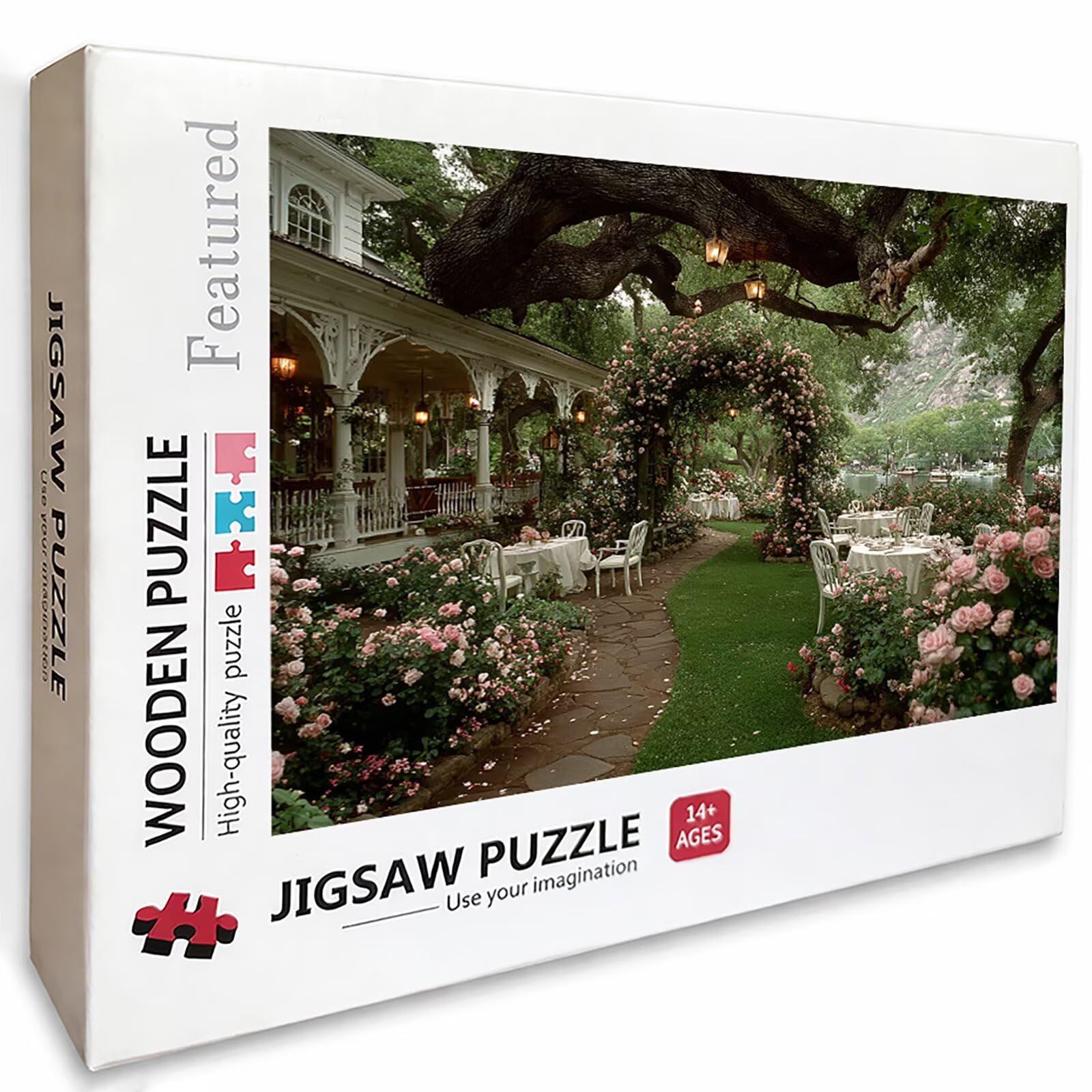Puzzle Arte con Scatola Giardino, Rosa Puzzle Legno 2000 Pezzi Adulti 99x70cm, Attività di Intrattenimento ad Alta Difficoltà, DIY Classici Gioco, Jigsaw Per Tutta La Famiglia, Estate Regalo, M-8126