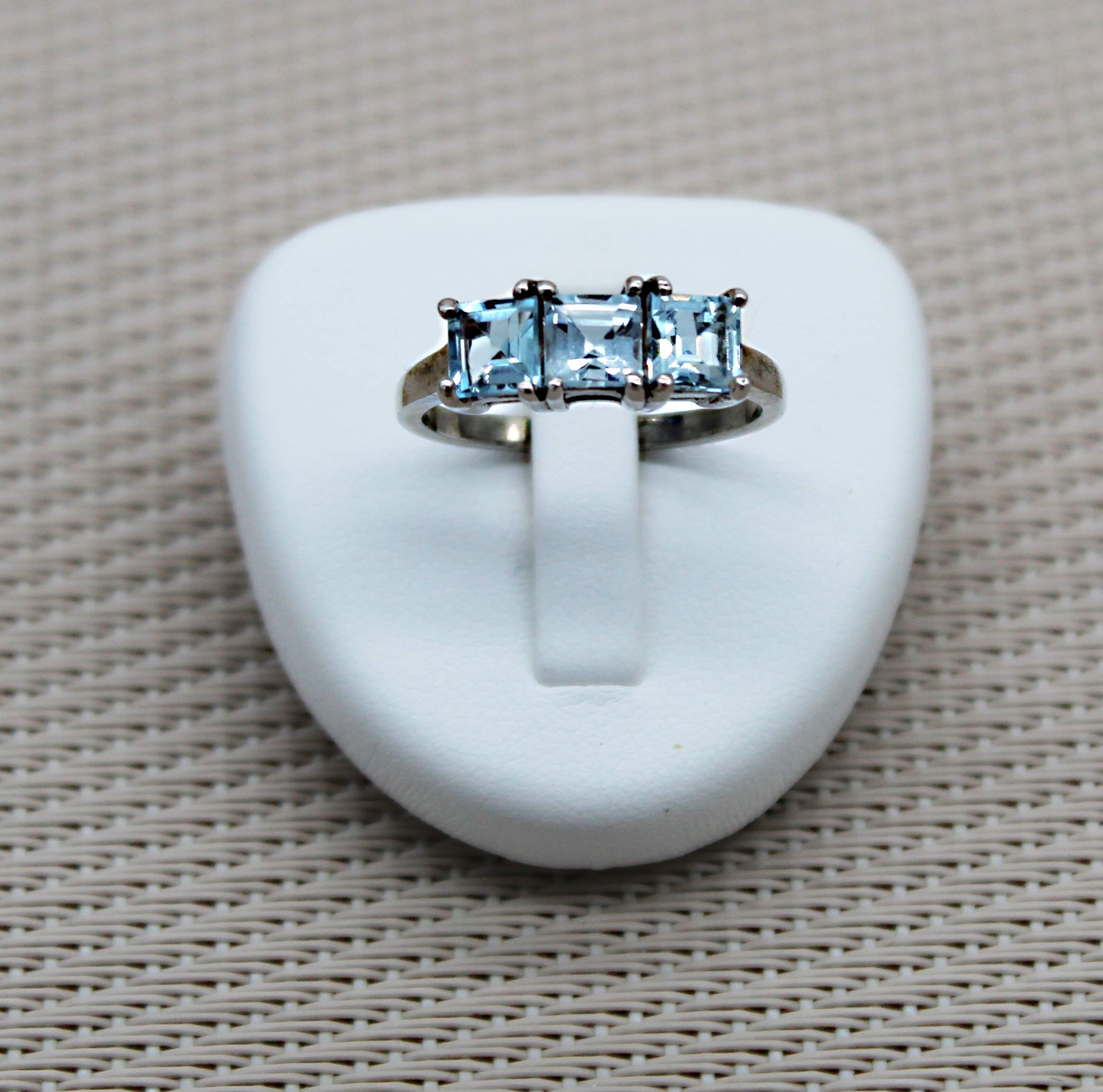 Topazes Blue Square Sterling Silver Ring - Jewel Silver 925 Rhodium Plated Semi Precious Stones