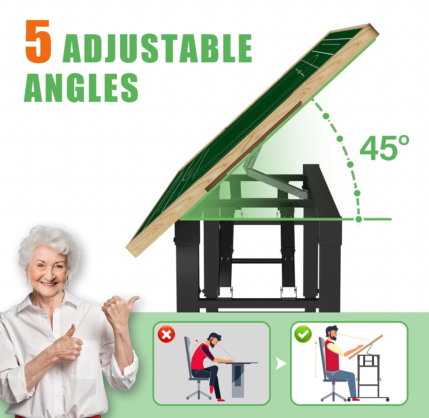 CODACE Puzzle Table with Drawers - 1500 Pieces Folding Puzzle Tables for Adults, Tilting Jigsaw Puzzles Board with Sorting Trays, Table with Adjustable Height Legs and Wheels，Present for Puzzles Lover