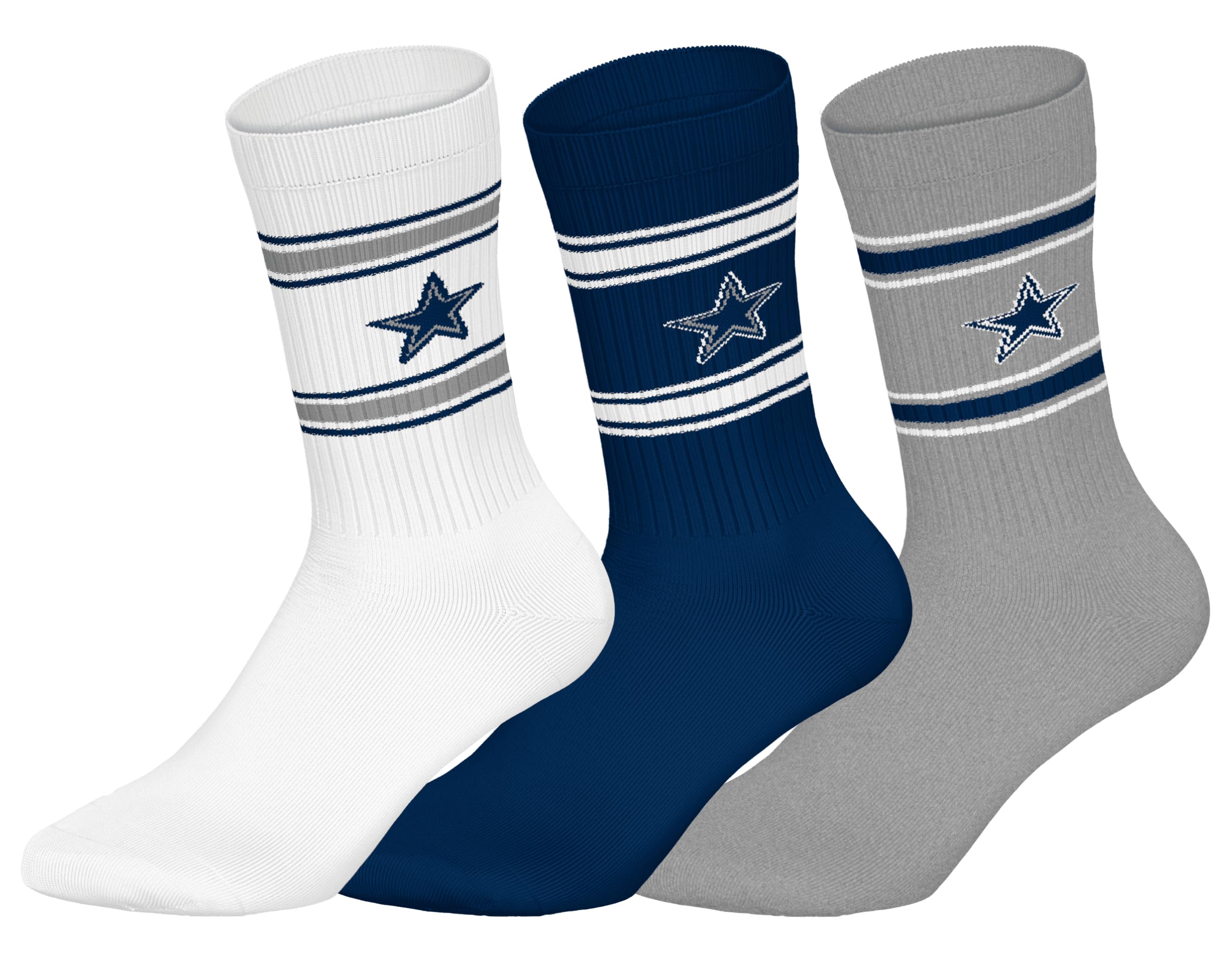 NFL Unisex Dallas Cowboys Crew Socks Sport Socks (Pack of 3)