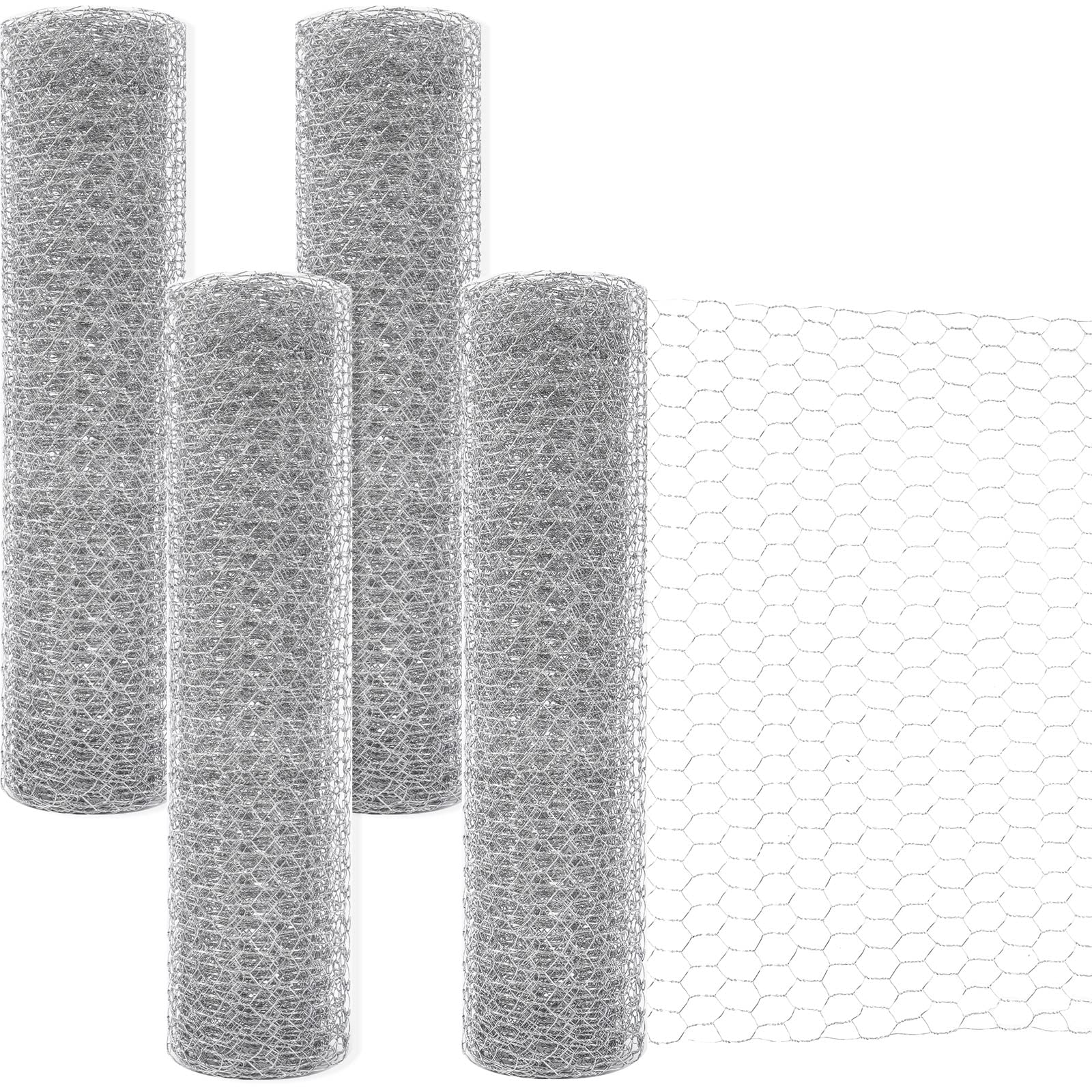 4 Sheets 15x40 Inches Metal Chicken Wire Net for Craft Works, Floral Decoration Chicken Wire Net, Galvanized Hexagonal Wire Mesh for Craft Projects, Silver