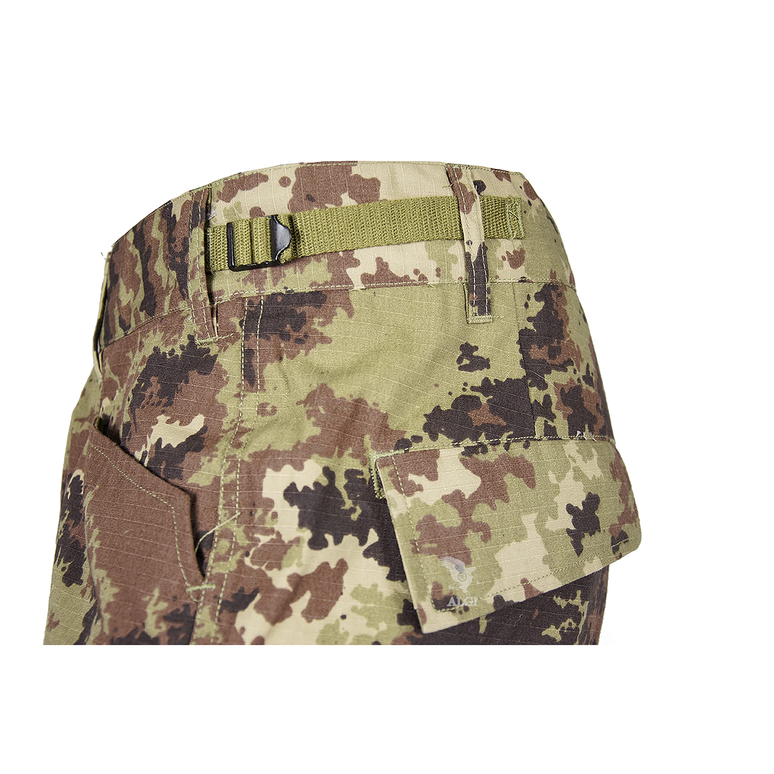 ALGI Pantaloni Militare da Combattimento Ripstop di Polyfilo Vegetato Mimetico