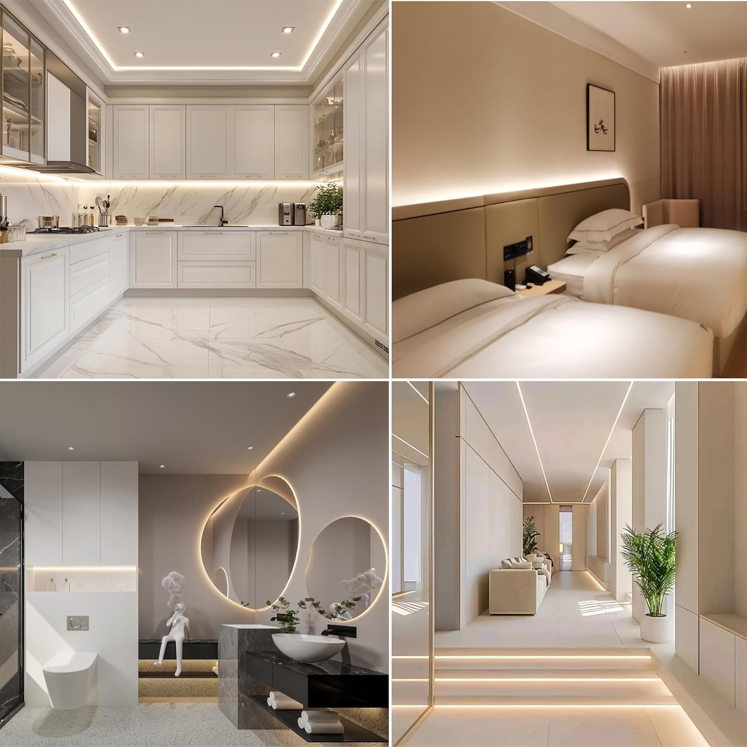 COB LED Strip Lights White 3500K, Premium 12V DC Tape Light with Strong 3M VHB Backing, CRI 95, UL Listed, Cuttable, Dimmable for Pros, Living Room, Stairs, Shelves Projects (NO Power Supply)