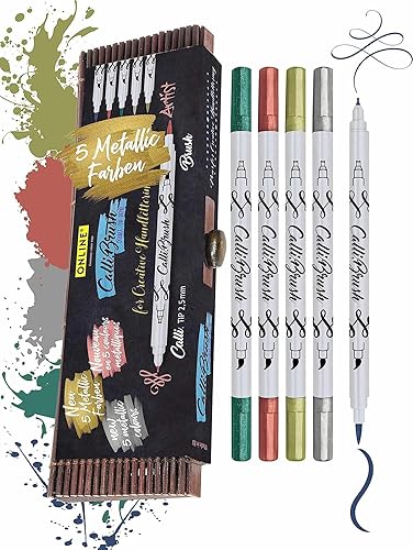 ONLINE Calli.Brush Handlettering - Juego de 24 bolígrafos de pincel  Juego de caligrafía en embalaje de regalo de bambú  Punta de caligrafía y punta