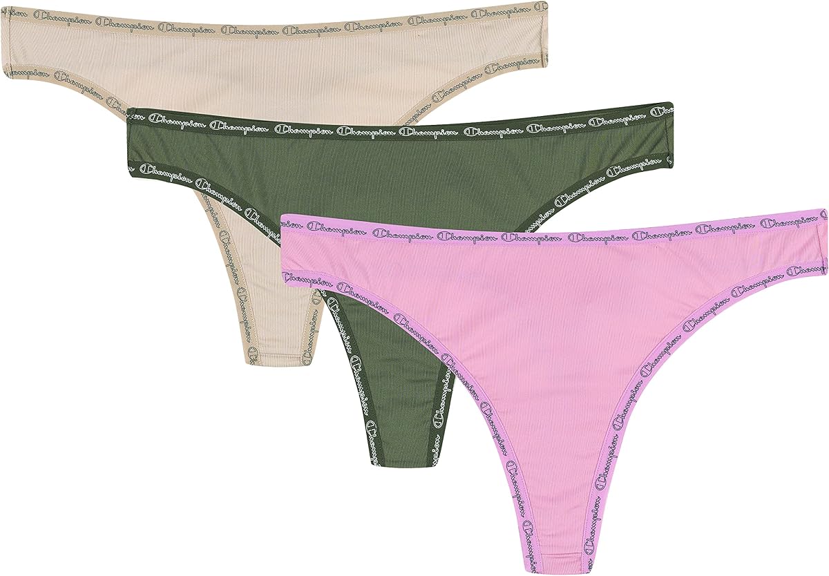 Champion Women's Champion Women's Microfiber Thongs, 3-pairs