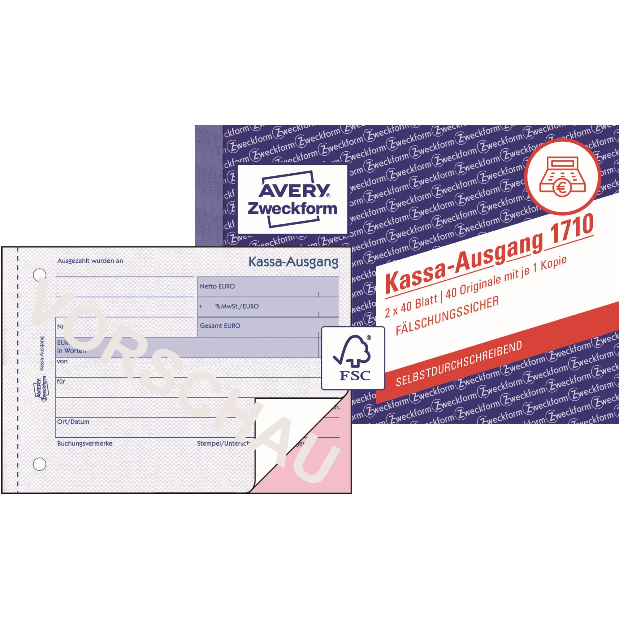 Avery Zweckform 1710 Cash Out A6 SD 2 x 40 Blatt