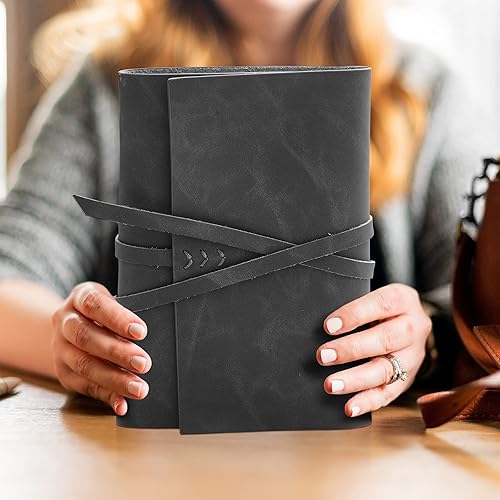 Miniatura 7 de MAYBELL Diario de cuero para escribir de 5 x 7 pulgadas, diario encuadernado en cuero genuino para hombres y mujeres, 200 páginas rayadas, cuaderno