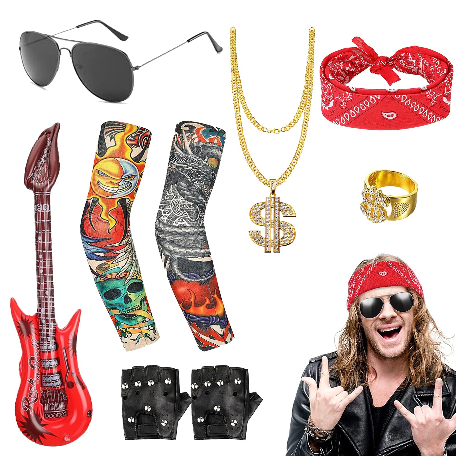 Katslyn 9 Pieces Rock Star Fancy Dress Costumes