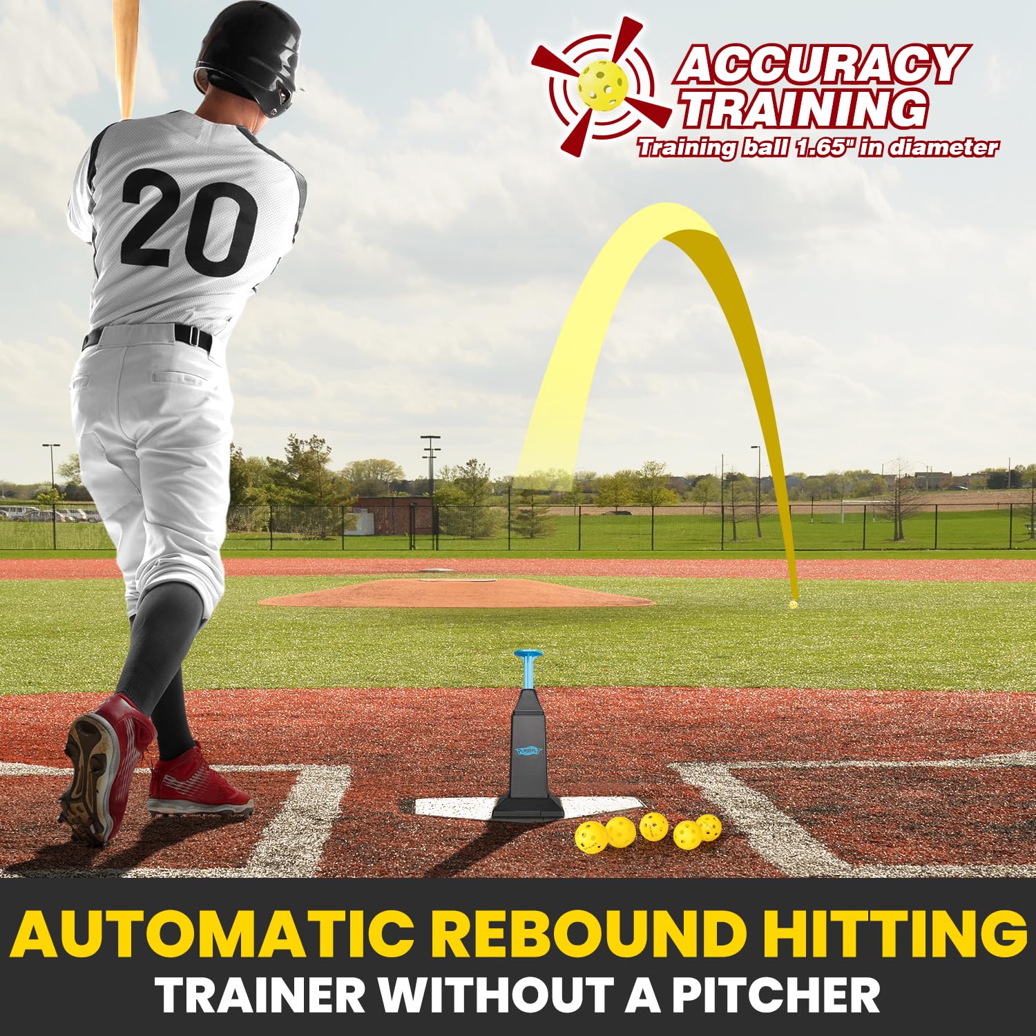 Machine à lancer portable pour baseball et softball, hauteur jusqu'à 101,6 cm avec 12 balles pour la pratique du swing sans lanceur, frappe, équipement d'entraînement de baseball
