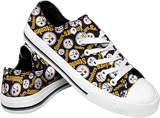 NFL Womens Low Top Repeat Print Canvas Shoe: Pittsburgh Steelers, Medium (SZ 6)