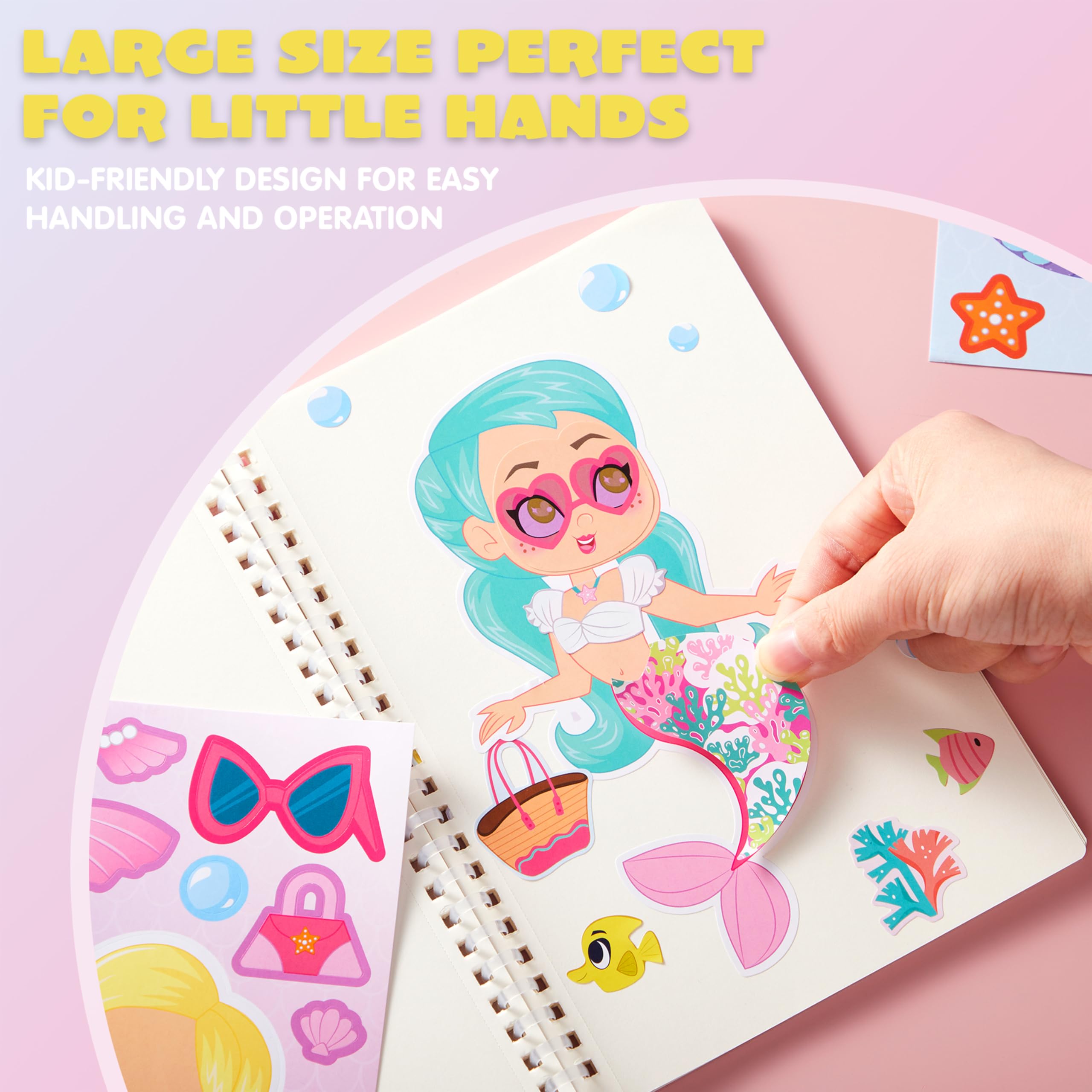 JOYIN 36 Pcs 9"x6" Mermaid Make a Face Stickers for Kids, Mix and Match Decoration, Party Favors, Goodie Bags, Classroom Rewards